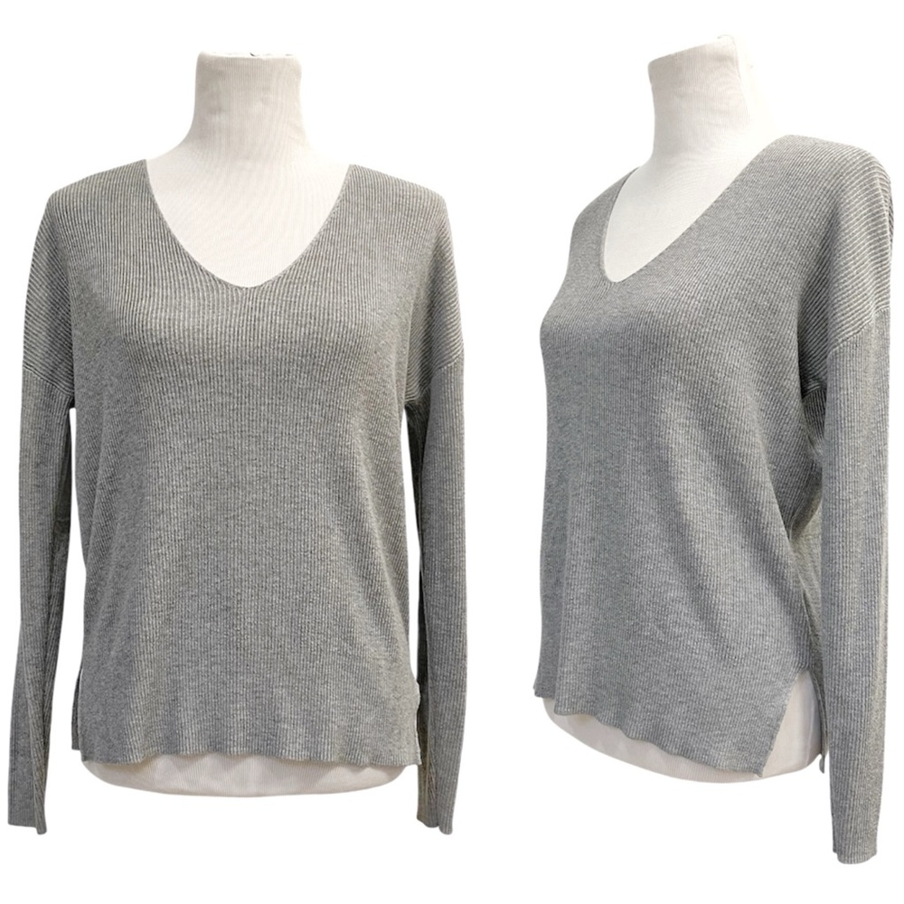 Oversized Soft V-Neck Sweater | XXS, Light Heather Gray
